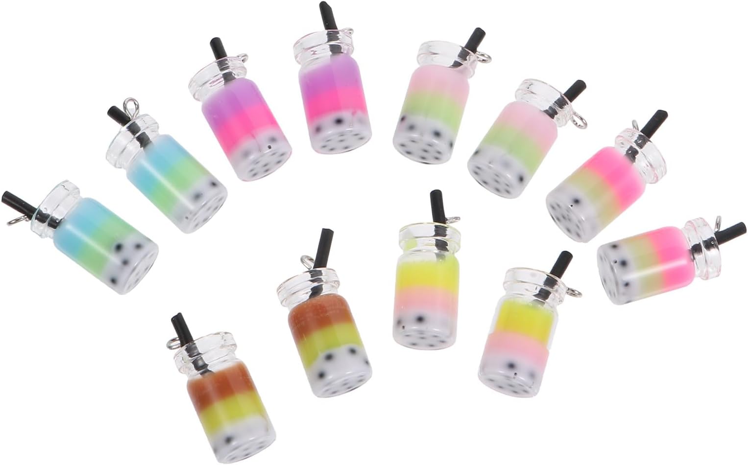 Milisten Resin Milk Tea Charms Bubble Tea Key Chain Charms DIY Jewelry Craft Accessories Colorful 3D Design for Creative Projects and Making