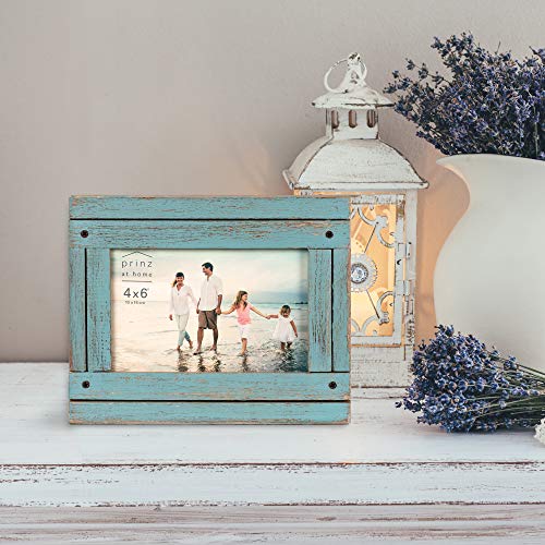 Prinz Homestead Distressed Wood Picture Frame, For 4X6 Photos, Wall Or Tabletop Display, Blue #TOP2