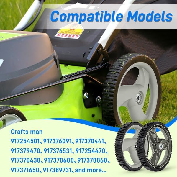 2 Pack 532433121 Lawn Mower Rear Wheel Compatible with Crafts man Models 917254501 917376091 917370441 917379470, Rear Drive Wheel Replace 194387X460 431880X460, 12x1.75