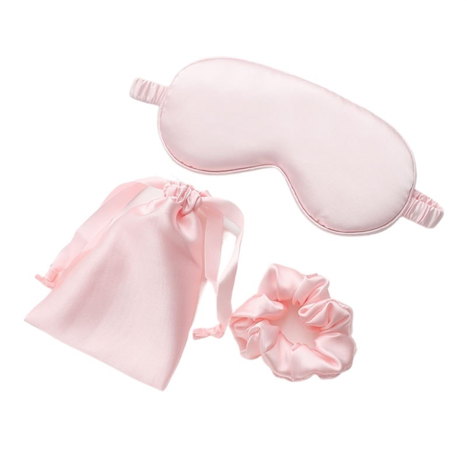 Máscaras para dormir Zero Eye Pressure Blackout pa Juego de 3 máscaras de seda for ojos for mujer, parches for ojos for dormir de imitación de seda(Light Pink)