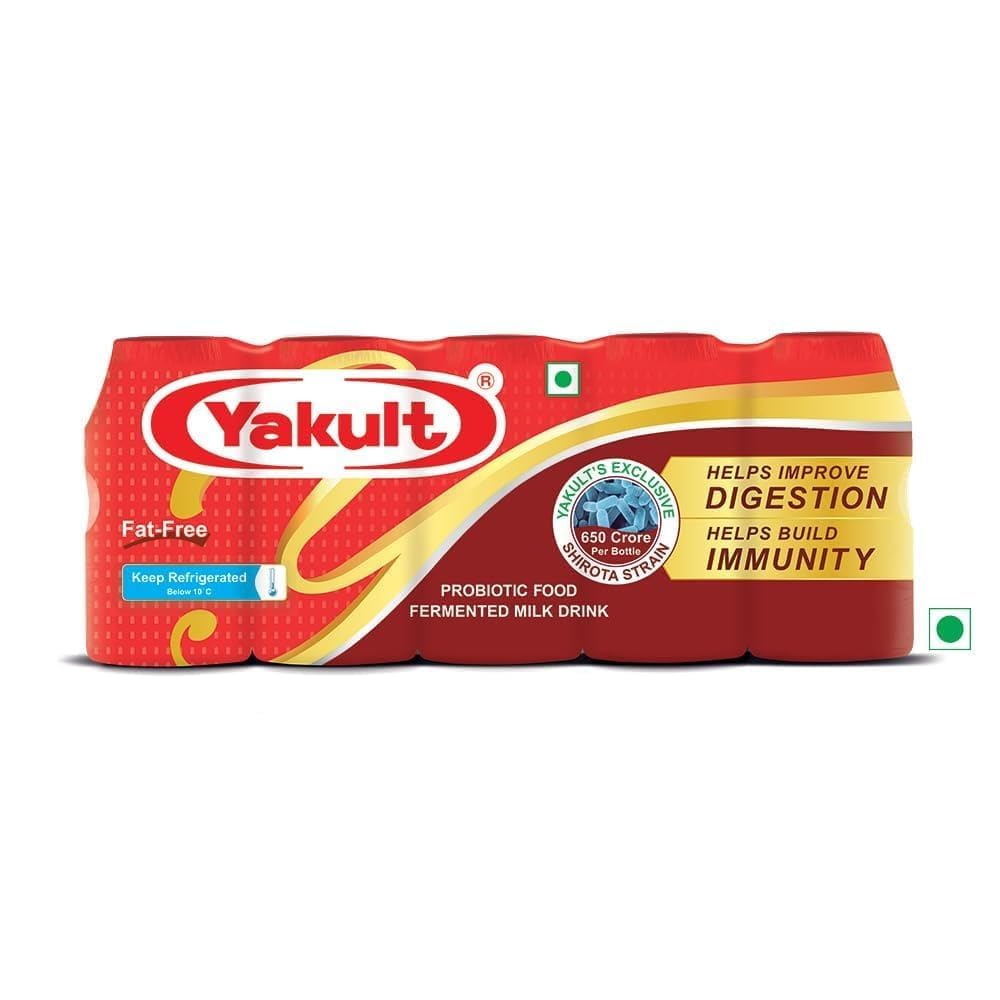 Yakult Probiotic Drink Original Probiotic Fermented Milk Drink (pack of 5) (25 yakult) 65 Ml Each