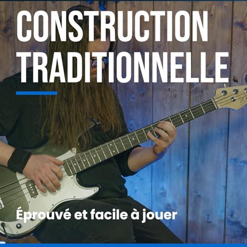 Woodbrass PB100 Sunburst E-Bass – vielseitige Bassgitarre ideal für Anfänger, PB-Form, Eschenform, Ahorn, Griffbrett, Rock-Stil, Pop, Funk, Blues, Hard, Jazz