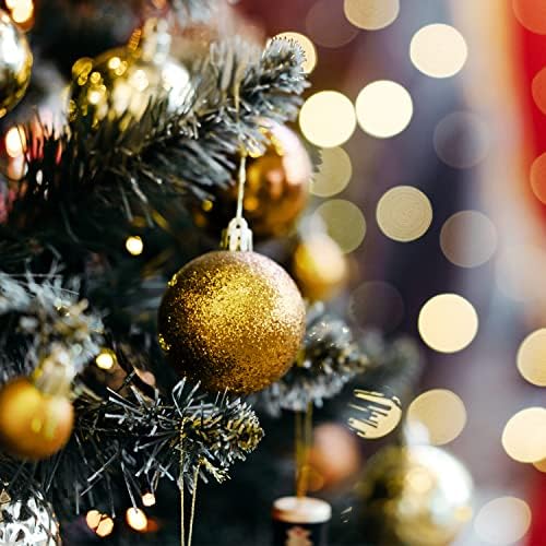 Kraft & Co 100pcs Christmas Baubles with Portable Carry Case, Gold Xmas Bauble Ornaments, Various Sizes and Styles Christmas Tree Decorations Set, Xmas Decorations with Storage Box
