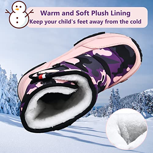 Mnplciea Kids Snow Boots Boys Girls Warm Fur Lined Non-Slip Waterproof Outdoor Winter Boots Cold Weather Shoes2