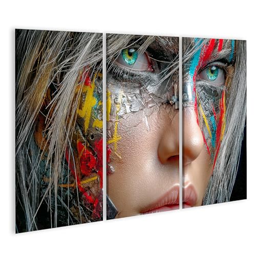 Tableau mural sur toile visage mécanique pour dynamiser un mur blanc
