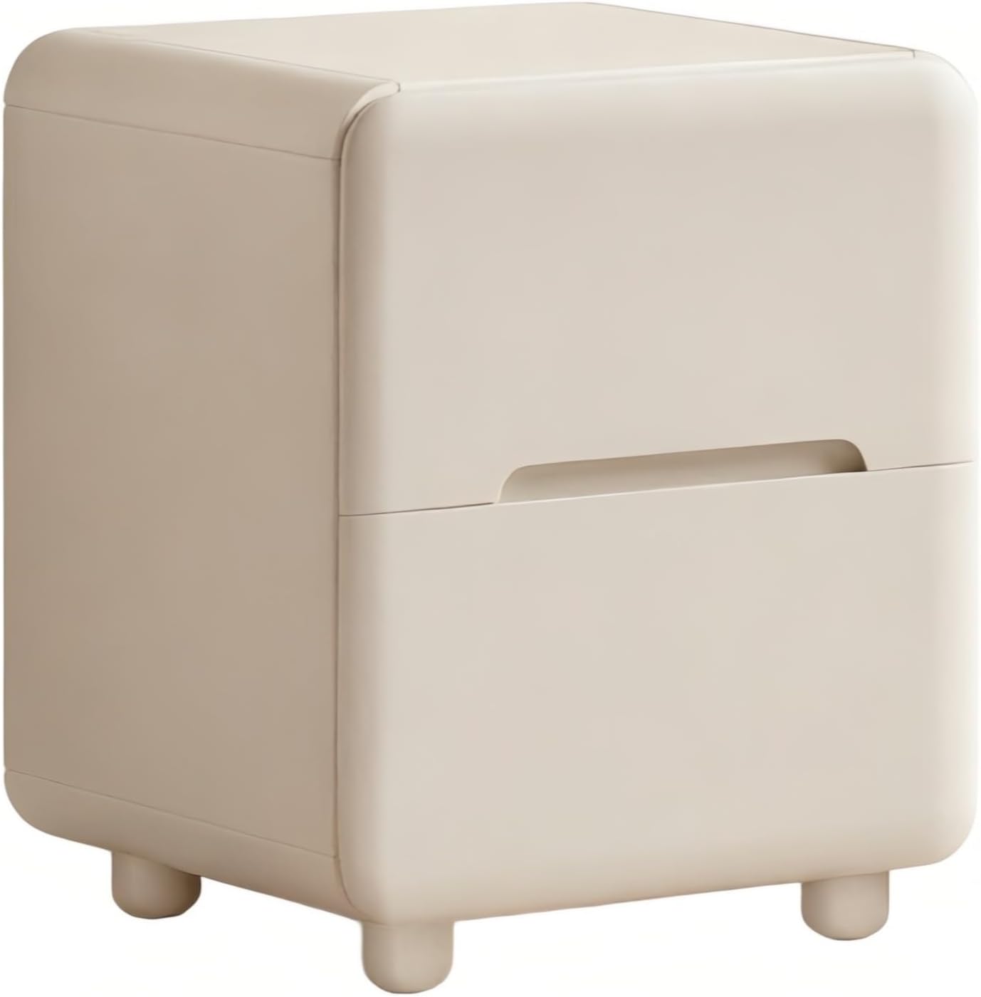 Bed Side Table Nightstand Rounded Cube Body Two Drawers Four Spherical Legs for Bedroom Night Stand(Large)