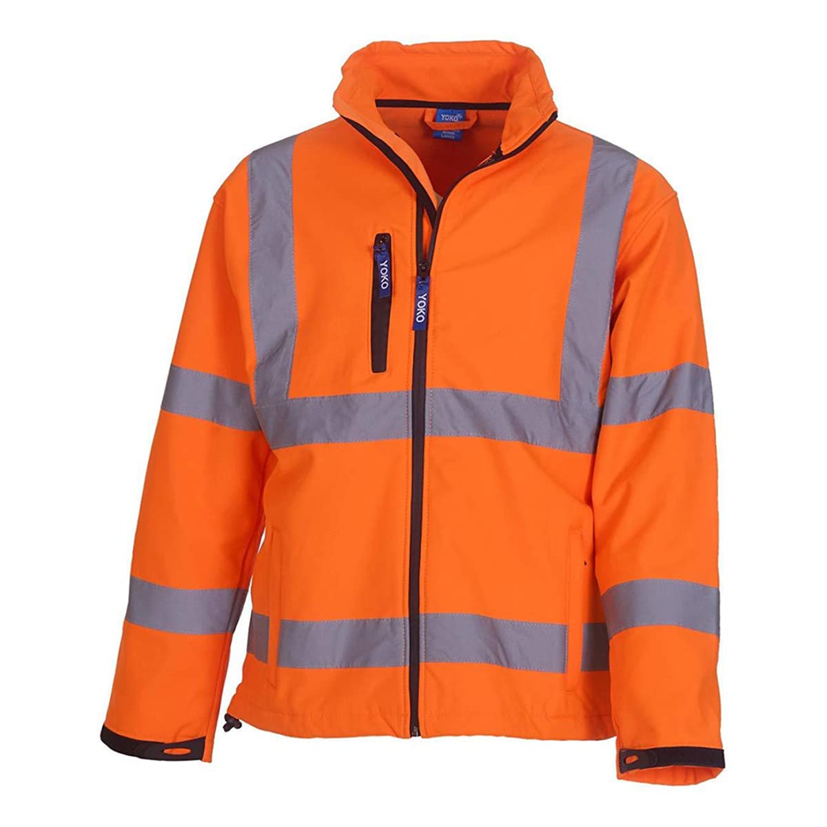 Yoko - Chaqueta reflectante de trabajo Softshell para hombre (Paquete de 2) (XL) (Naranja/Azul Marino Fluorescente)