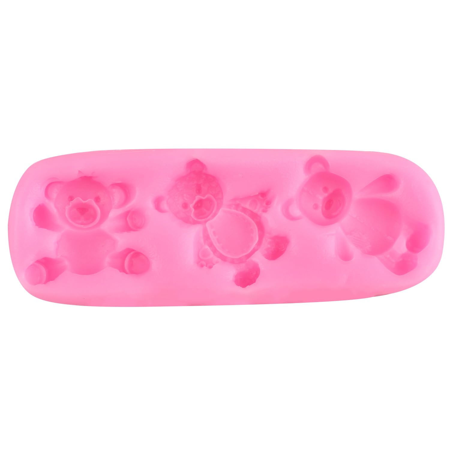 Juego de 5 moldes de silicona con forma de oso para fondant, con perlas semicirculares, para chocolate, caramelos, para baby shower, decoración de pasteles, decoración de cupcakes, pasta de
