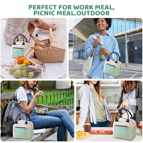 Image of Zibuyu Insulated Lunch Bags for Women - Tiffin Bag | with Thermal Insulation, Leakproof Oxford Lunch Bag for Office & School, Simple Color Matching Design (3.5 Litre)