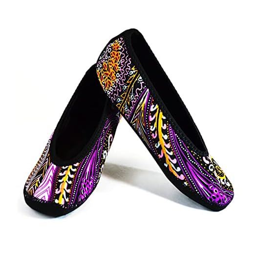 NuFoot Fuzzies Ballet Flats Women's Shoes, Foldable & Flexible Flats, Slipper Socks, Travel Slippers & Exercise Shoes, Dance Shoes, Yoga Socks, House Shoes, Indoor Slippers, Paisley, Medium