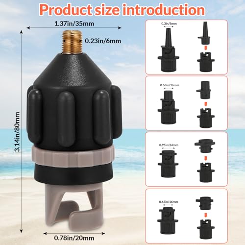 SUP Pumpenadapter, SUP Adapter für Kompressor, SUPs Ventil Adapter mit 5 Gasdüse, Schlauchboot Ventiladapter, für Aufblasbares Ruderboot, Stand Up Paddling Board