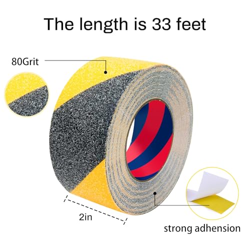 Duccinp Schwarz-Gelb Antirutsch Klebeband Streifen mit Selbstklebend, 5 cm x 10 m Treppe Stufen Band Kleber Rutschfest Klebeband, Hohe Traktion Pad für Bodenbelag innen- und Außenbereich