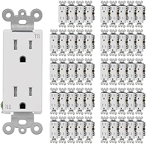 (50 Pack) CML 15 Amp Decorator Wall Recetpacle Outlet, Tamper Resistant (TR), 15A/125V, 3-Year Warranty, UL Listed, White