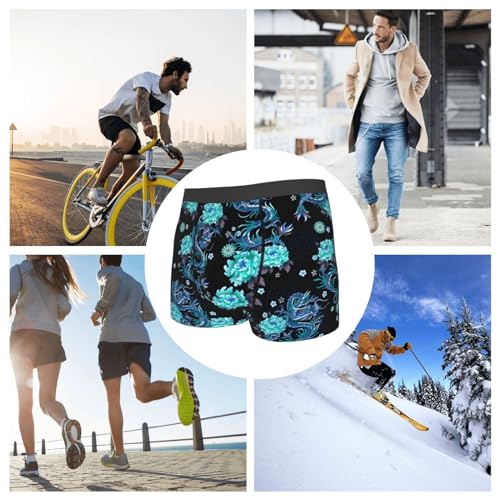 Woezkex WXBOXERBRIEFS-#H4J2KVOUH23W8RZ7AR Light Blue Flowers Cool Dragons Floral Boxer Briefs thumb #6