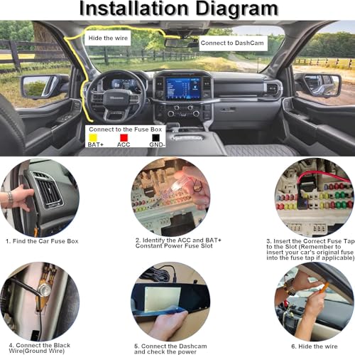 Image of Gebildet Dash Cam Hardwire Kit, Car Dash Camera Mini Charger Hard Wire Kit for Dashcam DC 12-24V to 5V /2.5A Low Voltage Protection 24h Parking Surveillance with Fuse Tap