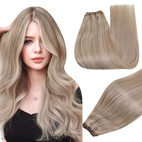 Hetto Extensions de cheveux naturels à coudre - Blond cendré - 40,6 cm - 80 g par paquet Cover