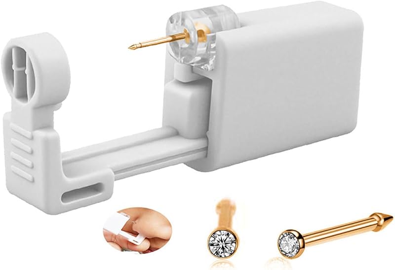 Kit para piercing nasal SLVIEKAE com pino integrado, cor dourada