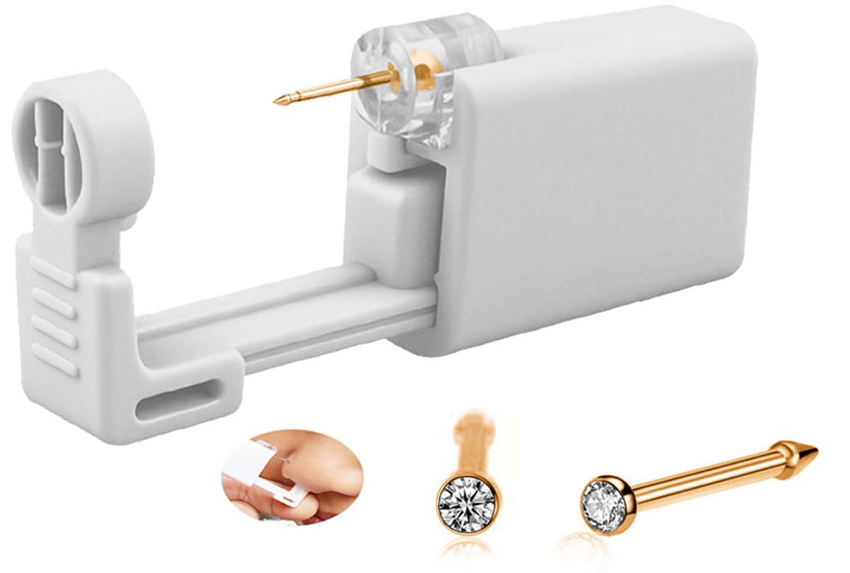 Nose Piercing Kit, Nose Pierce Kit Nose Piercing Gun Self Nose Piercing Gun Kit Nose Piercing Gun Kit Tool (Gold)