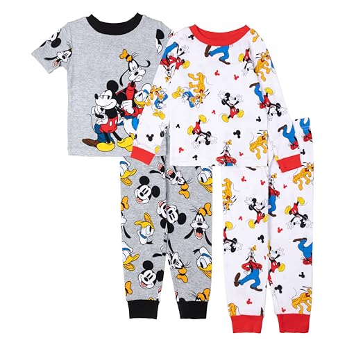 Image of Disney Boys' 4-Piece Snug-fit Cotton Matching Comfortable Pajama Set, Soft & Cute for Kids