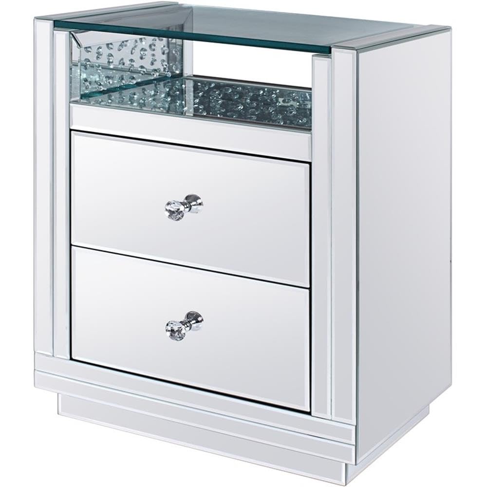 Acme Furniture Nysa End Table in Mirrored & Faux Crystals 81472 main image 1