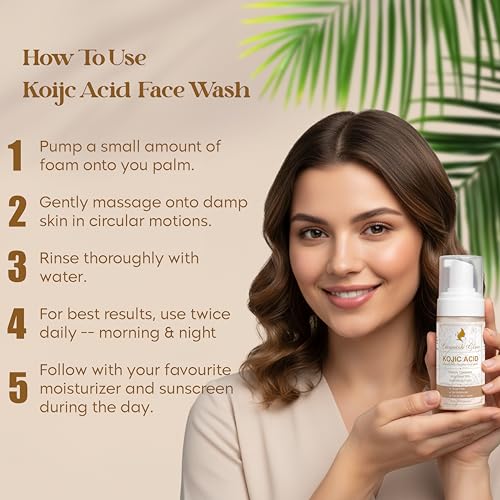 Image of Kojic Acid Foaming Face Wash, Deeply Cleanses and Brightens Skin, Hydrating Foam, Soap Free, pH Balanced, For All Skin Types