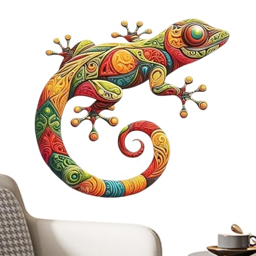 Decoración De Pared De Hierro Gecko De Metal, Arte De Pared De Gecko, Decoración Del Jardín Al Aire Libre, Impermeable E Resistente A La Intemperie, Hierro Resistente A La Óxido Y Una Escultura Colori