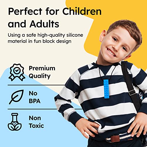 Image of Gafly BPA Free (3 Pack) Chew Necklaces for Sensory Kids Integration with Autism and ADHD - Large Chewy Necklace Sensory for Oral Motor, Simulation & Biting Needs - Durable Food Grade Chewing Necklace