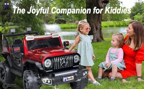 Image of Battery Operated Jeepss for Kids 1 to 8 Years 4x4 | Ride on Toy Electric Kid Car with Light, Music Player | Remote Control, Manual Steering | Electric Battery Cars | Baby Big Car (Benz-Red)
