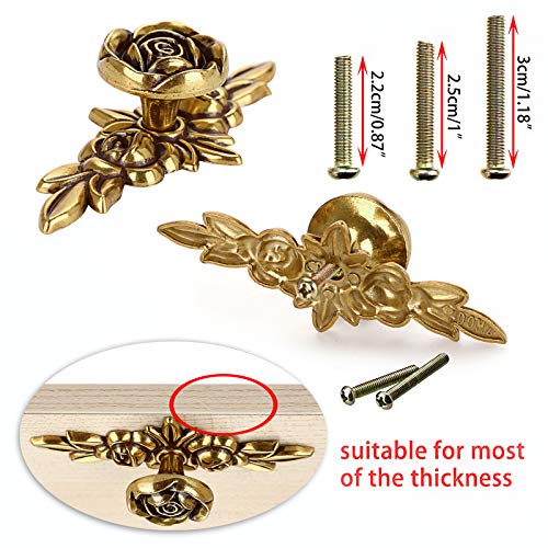 JUXYES Pack of 5 Euro Rose Decorative Cabinet Knobs with Plate, Floral Ivory Drawer Knob Cupboard Door Knobs, Ivory White Drawer Pulls Cabinet Handle Knobs for Dresser Cabinet - Image 3