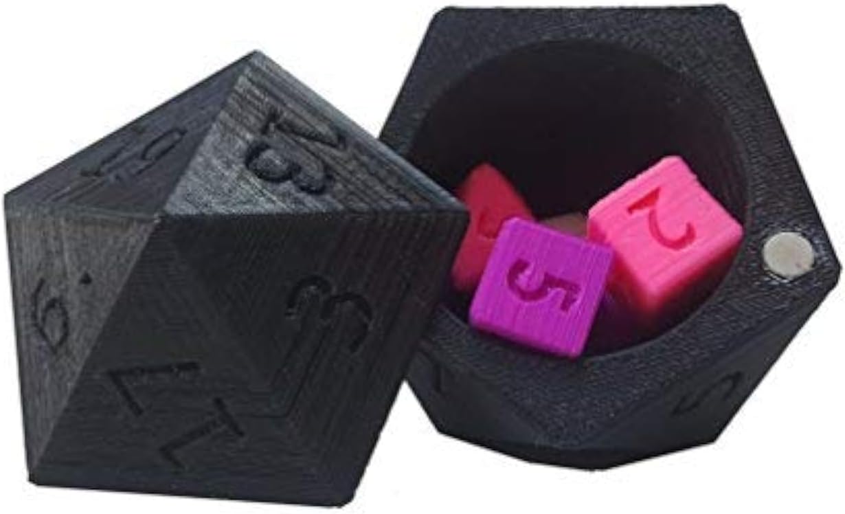 3D Central - Die of Holding: D20 Dice Box Storage Box (Black)