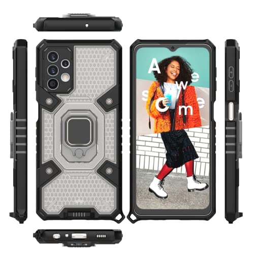 Image of Thermoplastic Polyurethane Tough Armor Bumper Back Case Cover For Samsung Galaxy A32 5G|Ring Holder & Kickstand In-Built|360 Degree Protection Back Case Cover For Samsung Galaxy A32 5G (Black)