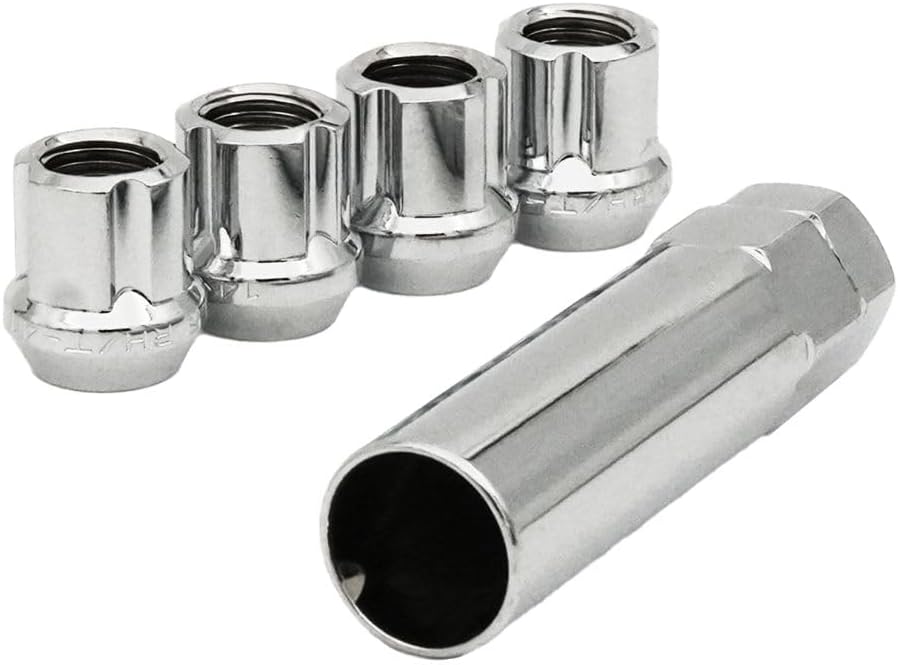 14X1.5 Open Bulge Acorn Small Diameter 0.8" Lock Set Chrome - Premium Wheel Locks | Locking Lug Nuts for Enhanced Security with Unique Key | 4 Wheel Locks and 1 Key