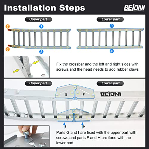 Bejoni 7'L X 12" W Folding Loading Ramps, 1400Lbs Capacity, Truck Ramps For Diy Install, Steel Car Ramps For Motorcycle/Lawn Mower/Trailer/Atv/Utv/Golf Cart/Snow Blower/Truck, Pack Of 2 #TOP6