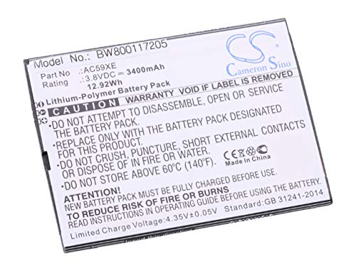  vhbw batteria compatibile con Archos 59 Xenon (P336688) smartphone cellulare (3400mAh, 3,8V, Li-Poly)