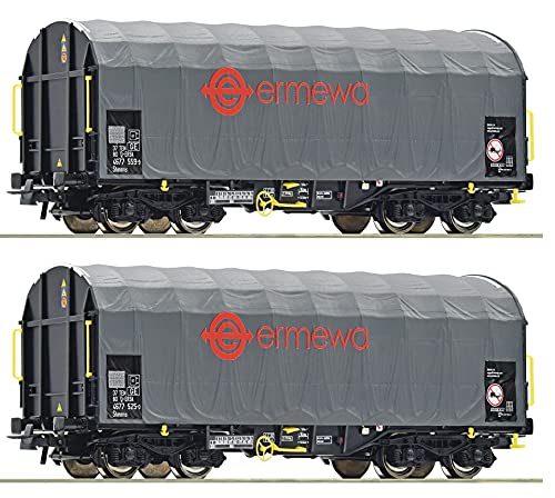 Preisvergleich Produktbild Roco 76039 2-TLG. Set: Schiebeplanenwagen, Ermewa