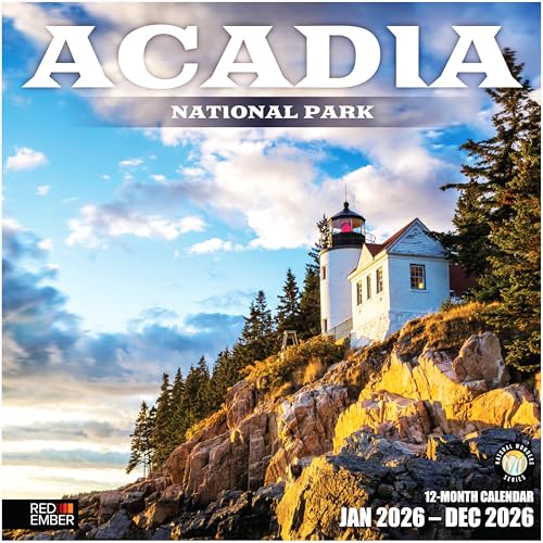 Image of RED EMBER Acadia National Park 2026 Wall Calendar 12 Month | 12 inch x 24 inch Open | Thick & Sturdy Paper | Giftable | Nature Calendar 2026