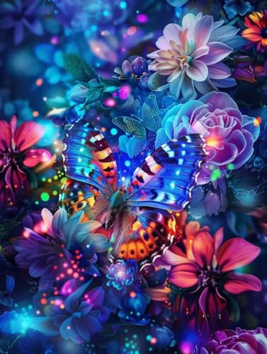 Broderie Diamond Complet Papillons Fleurs Kit Point de Croix 5D DIY
