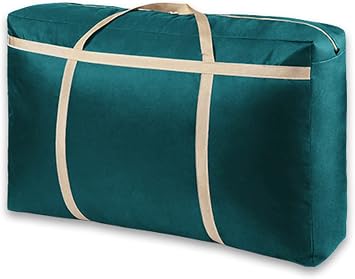 LUXUCURE Large Capacity Storage Bag Folding Luggage Organizer Bag Thickening Oxford Cloth Travel Duffel Bags,Sturdy Moving House Storage Bag Color Green, Size 105L
