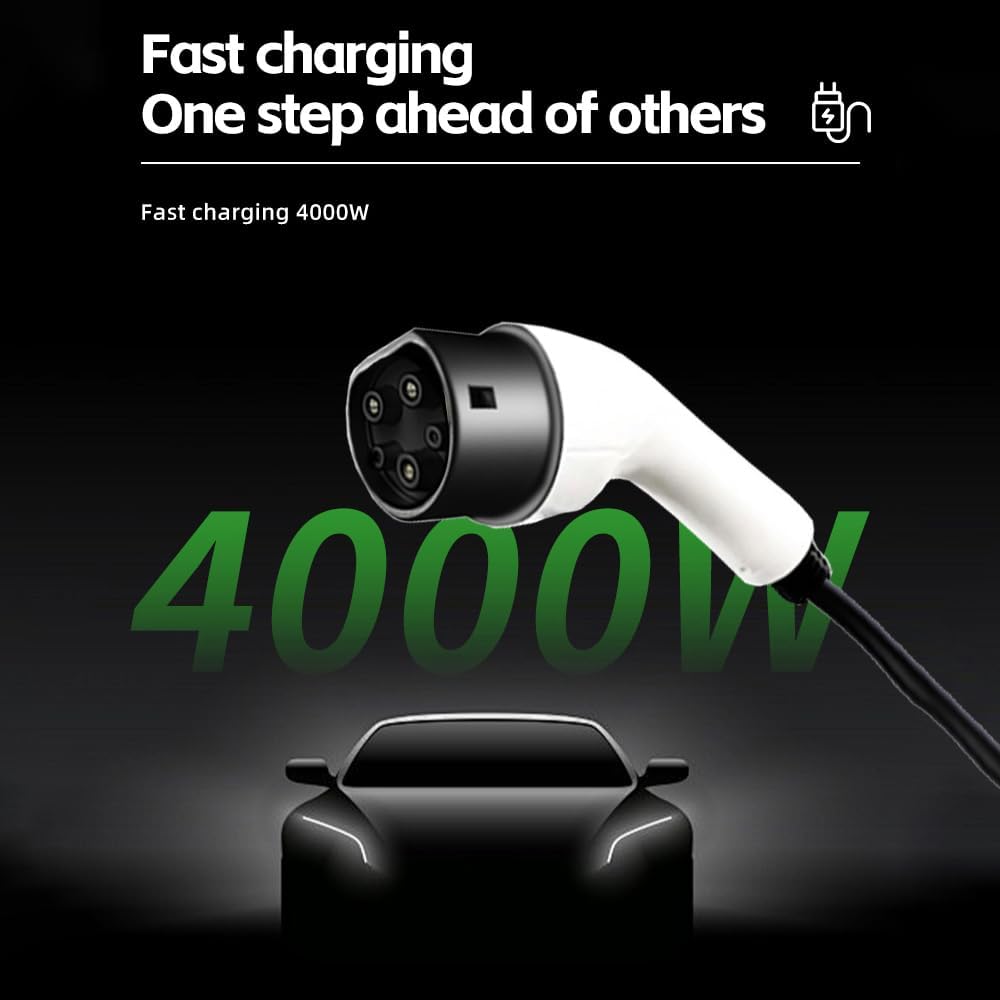 EV, 16A 3.5KW Portable Electric Vehicle with LED Screen Intelligent Temperature Control, Theft Charging Equipment, Plug and Play, US Plug