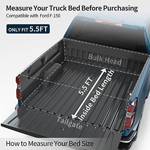 Oedro Hard Trifold Truck Bed Tonneau Cover On Top Compatible With 2015-2023 Ford F150 F-150 (Excl. Raptor Series), Styleside 5.5 Feet Bed #TOP1