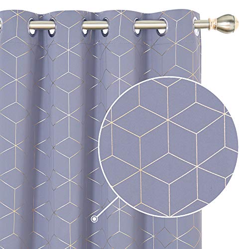 Deconovo Gold Diamond Foil Blackout Curtains for Bedroom 84 Inches Long