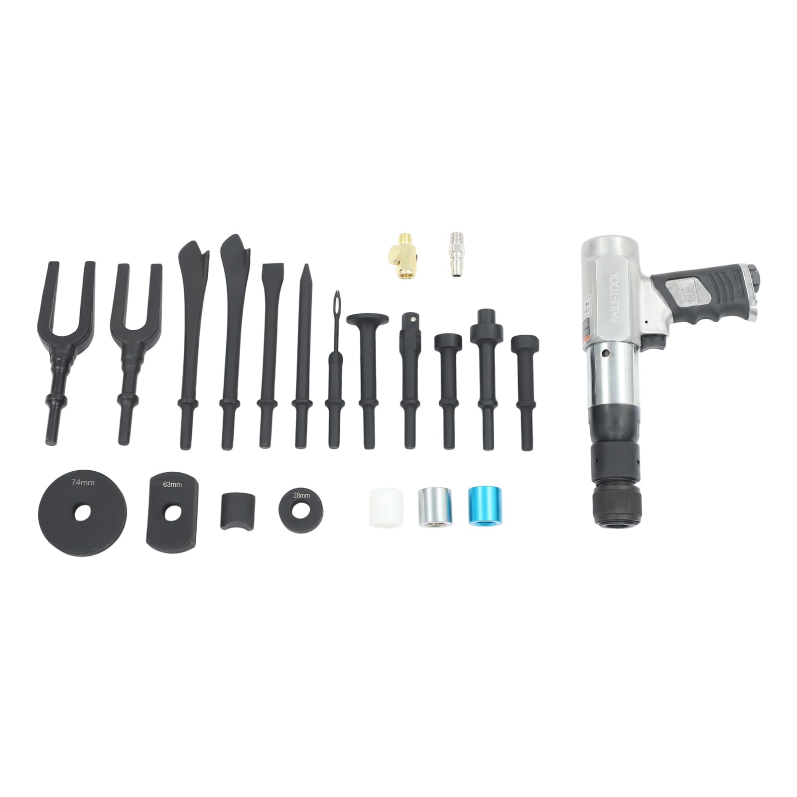 Set di martello scalpello ad aria compressa, multiuso, 2200 giri/min, martello scalpello ad aria compressa, con teste a pala, separatore per giunti sferici, punte liscianti e borsa per il trasporto