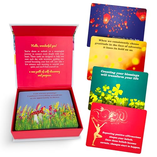 HALD Positive Affirmation Cards with Mindfulness Exercises, Inspirational Tools for Everyone, Motivational Items, Self Care Gifts for Women, Men & the Youth, 60 Transformative Affirmation Cards
