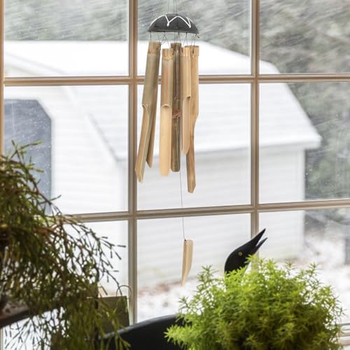 Campanas de viento de bambú exteriores con música melodiosa para decoración natural 6