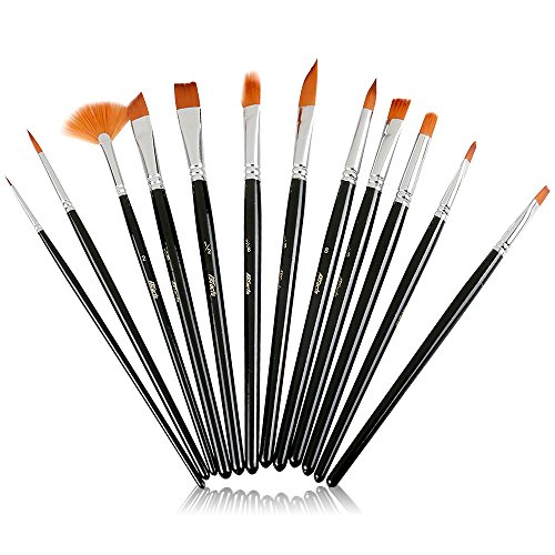 ARTacts -Professional Artist Paint Brush Set for Watercolor, Acrylics, Oil & Face Painting - A Set of 12 Premium Quality Brushes Also Great for Kids and Adults