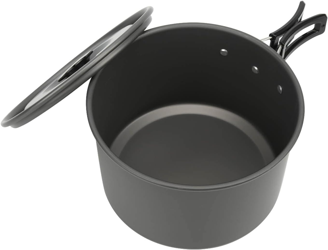 Camping Cookware Set, Outdoor Camping Mess Kit with Folding Handle, Hard Anodized Aluminum Alloy Pots and Pans for 4 to 5 People, Includes Storage Net Pocket for