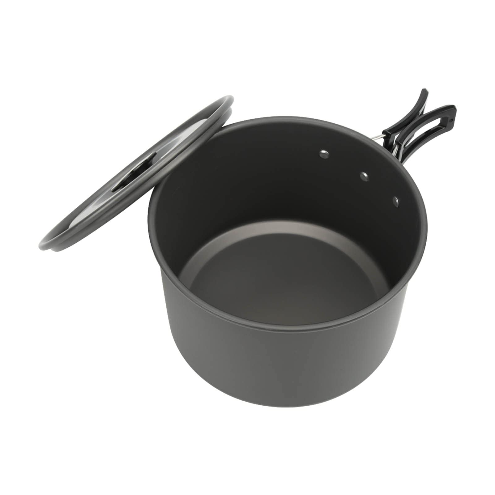 Camping-Kochgeschirr-Set, großes Familien-Outdoor-Kochset, tragbare Töpfe, Pfannen, ungiftige Aluminiumlegierung mit Klappgriff für 4–5 Personen