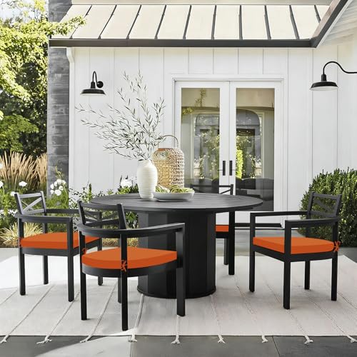 Image of Basic Beyond Outdoor Chair Cushions Set of 4, Outdoor Cushions for Patio Furniture, Water Resistant Patio Chair Cushions with 2 Ties, 17x16x2, Orange