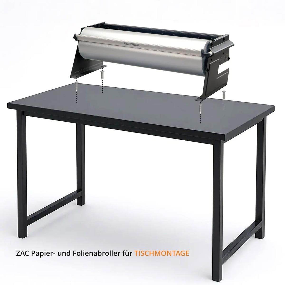 Papierabroller ZAC Halterung für große Rollen Papier & Folie - Montage auf dem Tisch (Tischabroller) - von HUTNER (75)