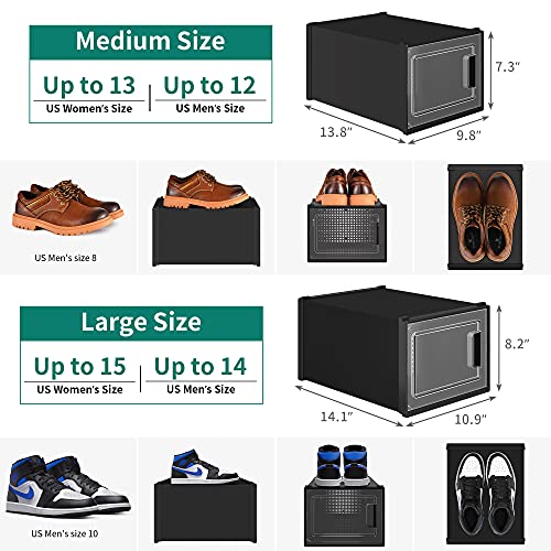 Yitahome Xl Shoe Storage Box, 18 Pcs Shoe Storage Organizers Stackable Shoe Storage Box Rack Containers Drawers - Black (X-Large Szie-Fit For All Size Shoes) #TOP2